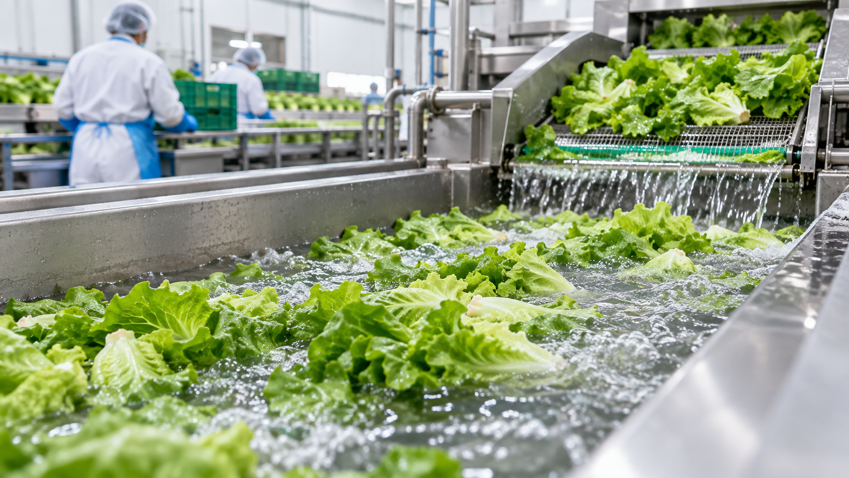 Food production line using wash water